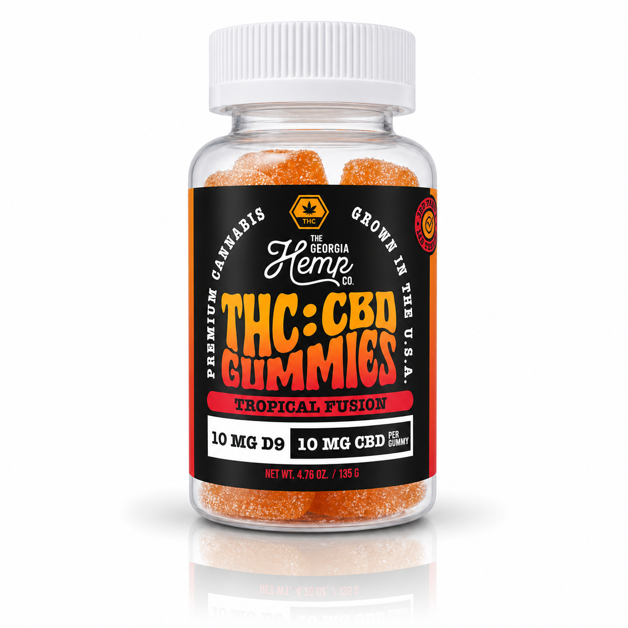 10mg Delta 9 + 10mg CBD 1:1 Gummies • Tropical Fusion