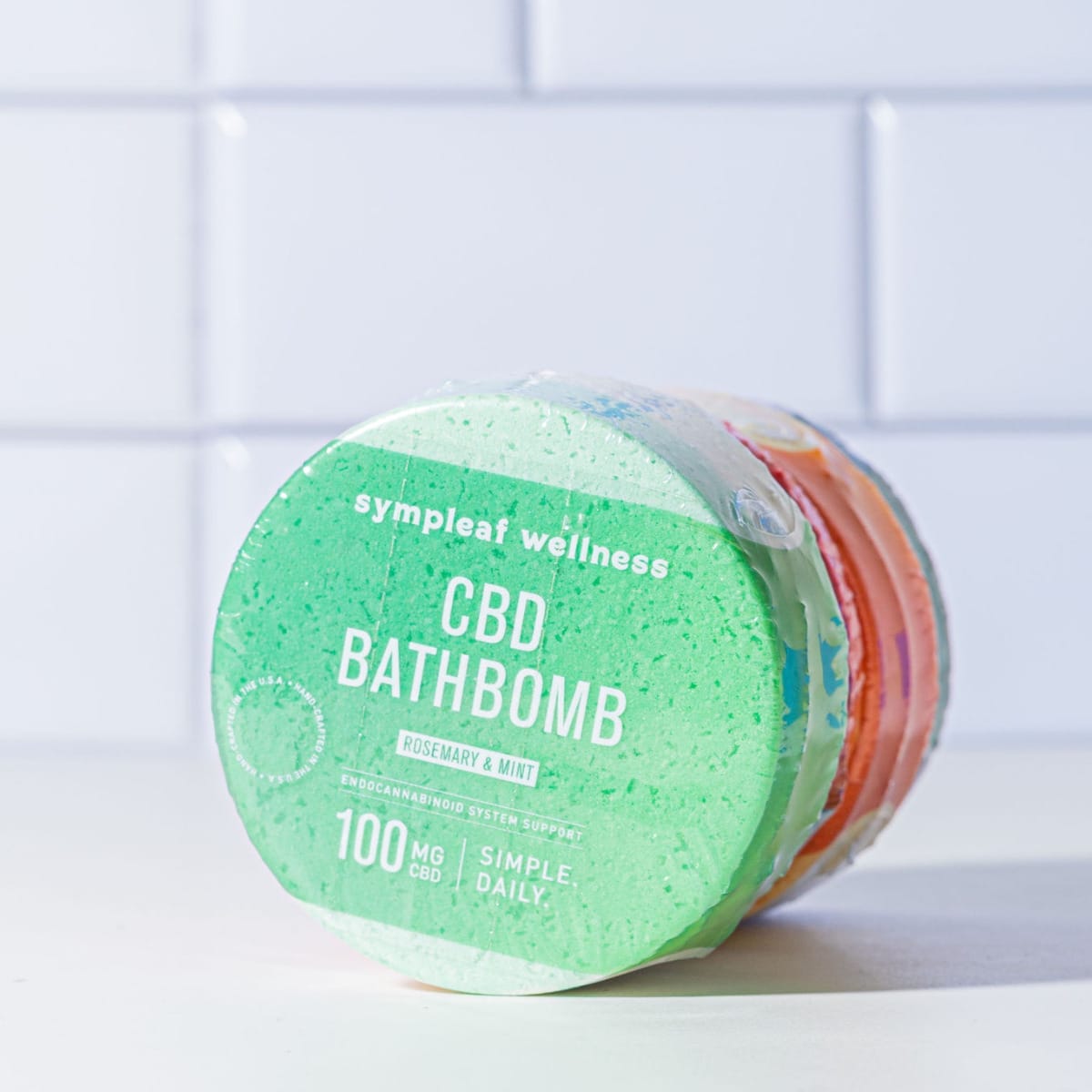 Sympleaf 100mg CBD Bath Bomb Puck - Rosemary Mint - Image 4