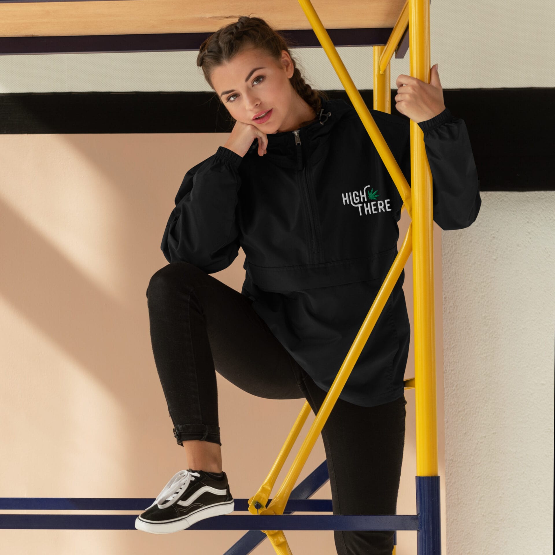 High There Embroidered Champion Packable Rain Jacket - Image 2