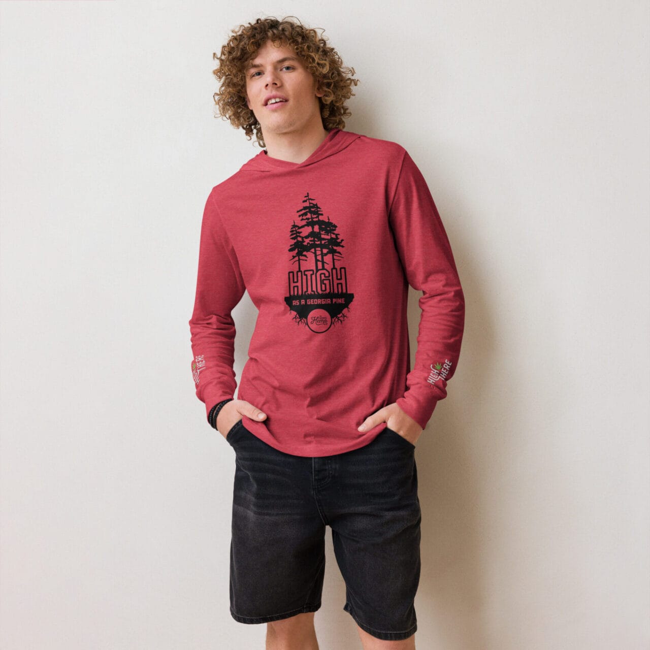 High as a Georgia Pine Hooded long-sleeve tee