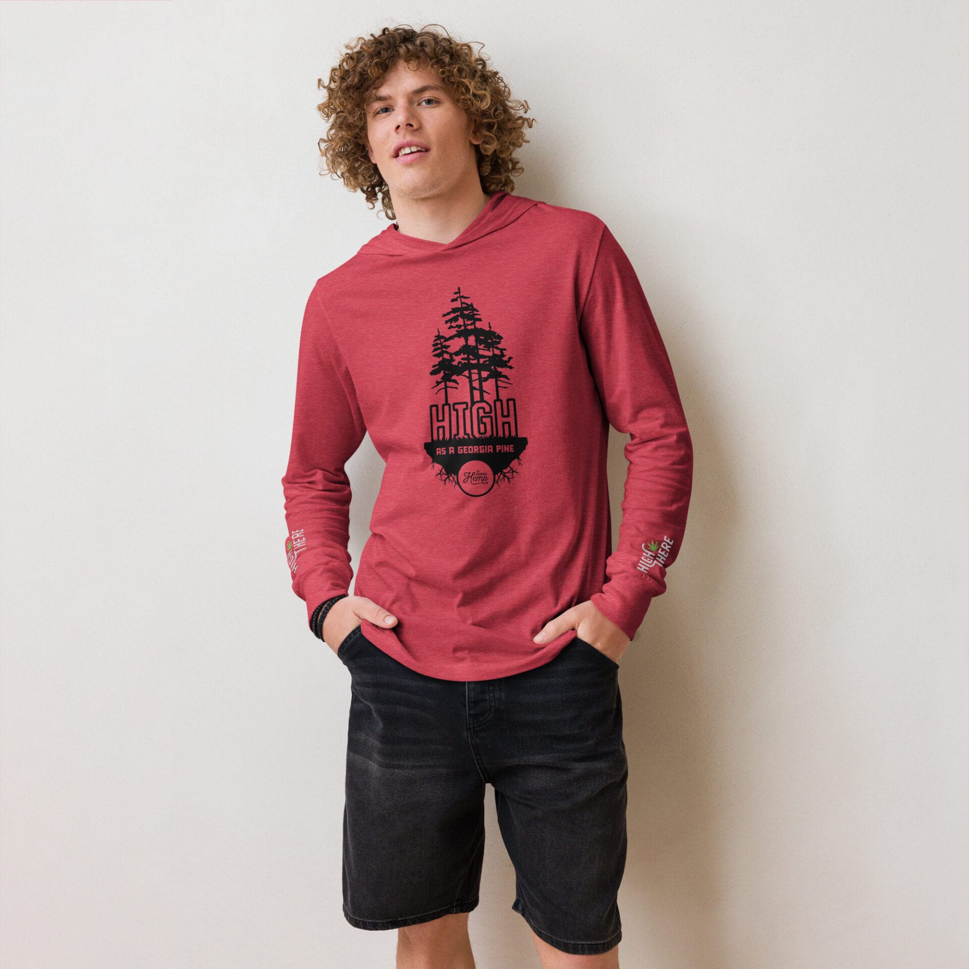 High as a Georgia Pine Hooded long-sleeve tee