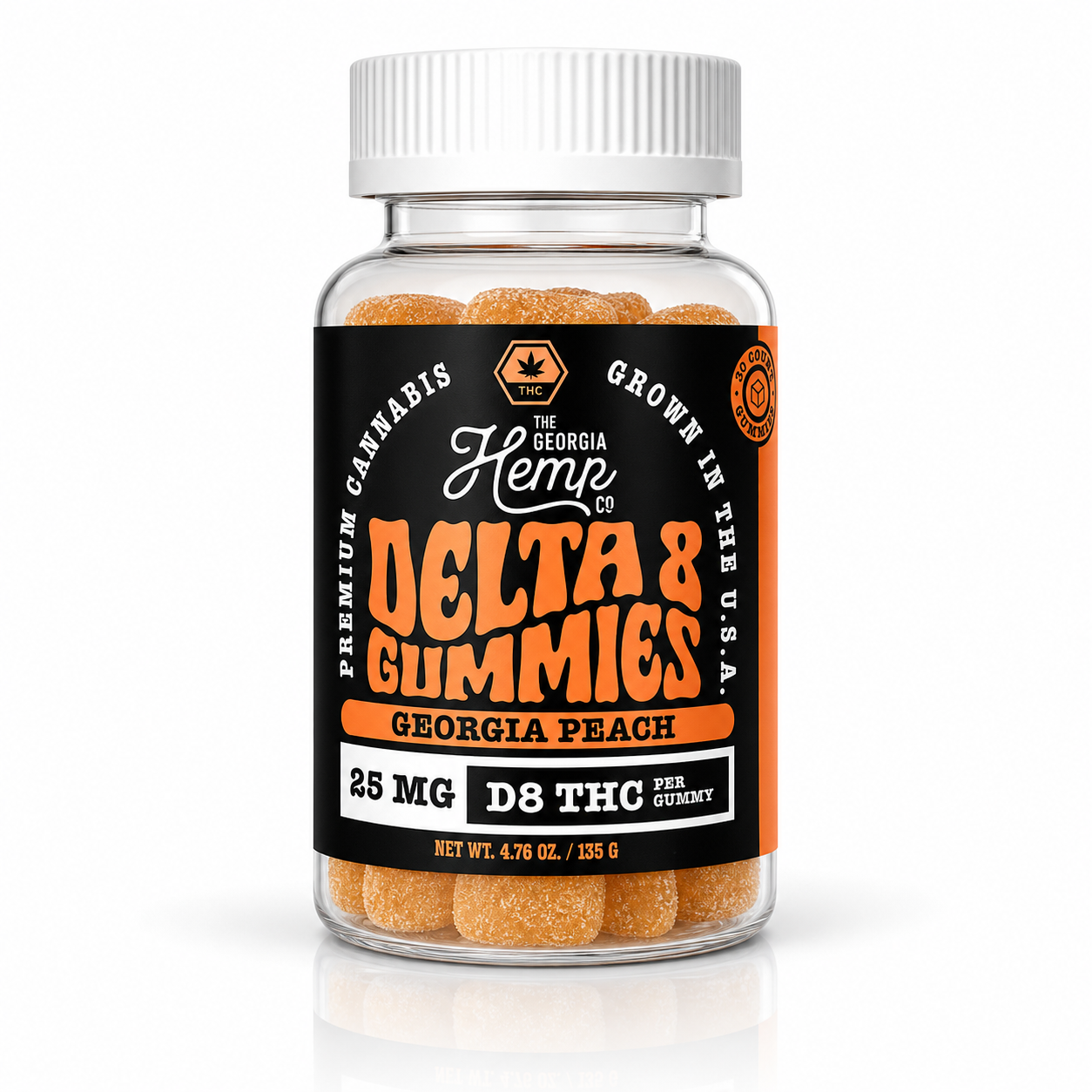 25mg Delta 8 Gummies - Peach - 30ct