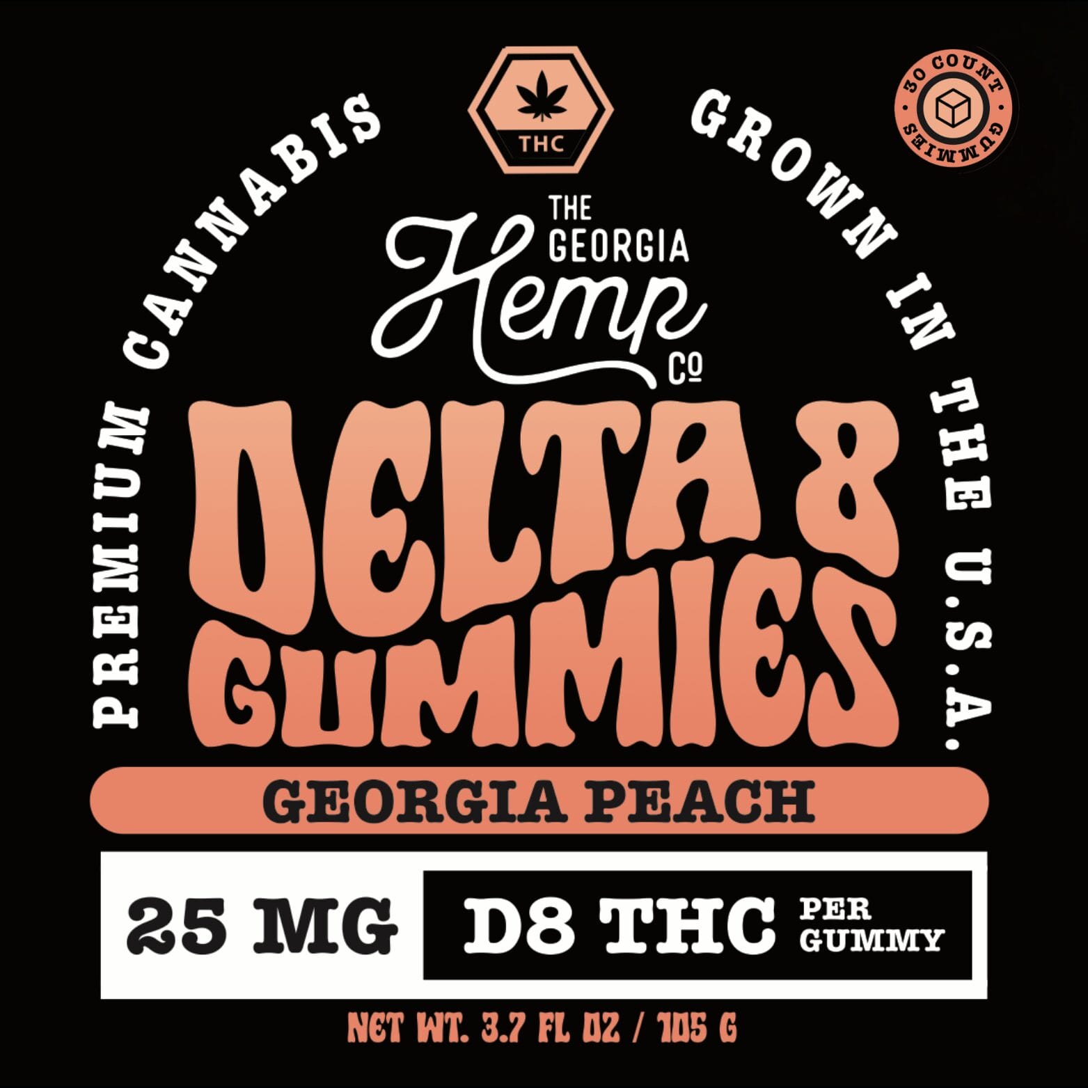 25mg Delta 8 Gummies - Peach - 30ct - Image 5