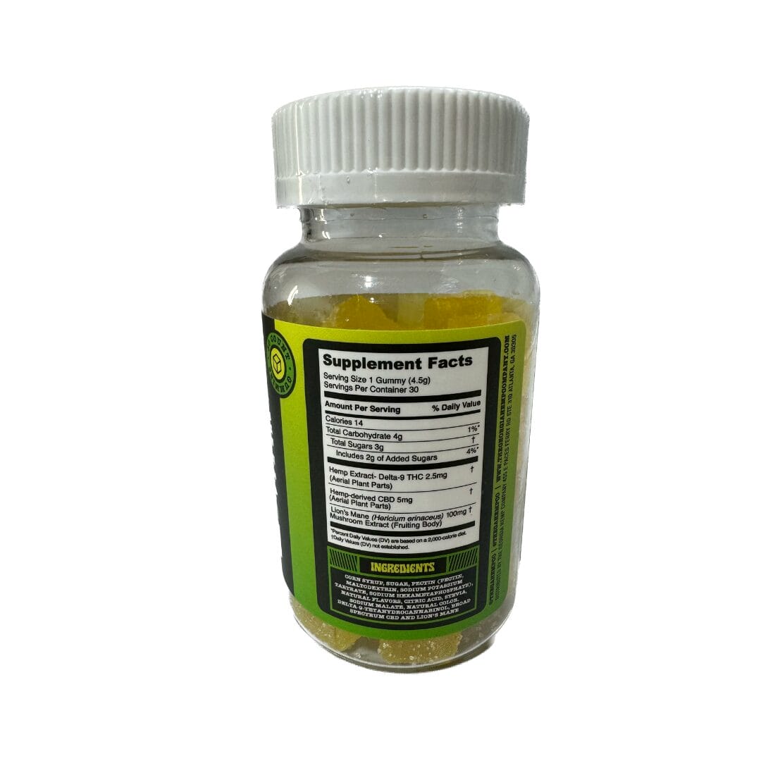 Microdose Gummies - Lemon Lime 100mg Lions Mane + 2.5mg THC + 5mg CBD 30ct - Image 2