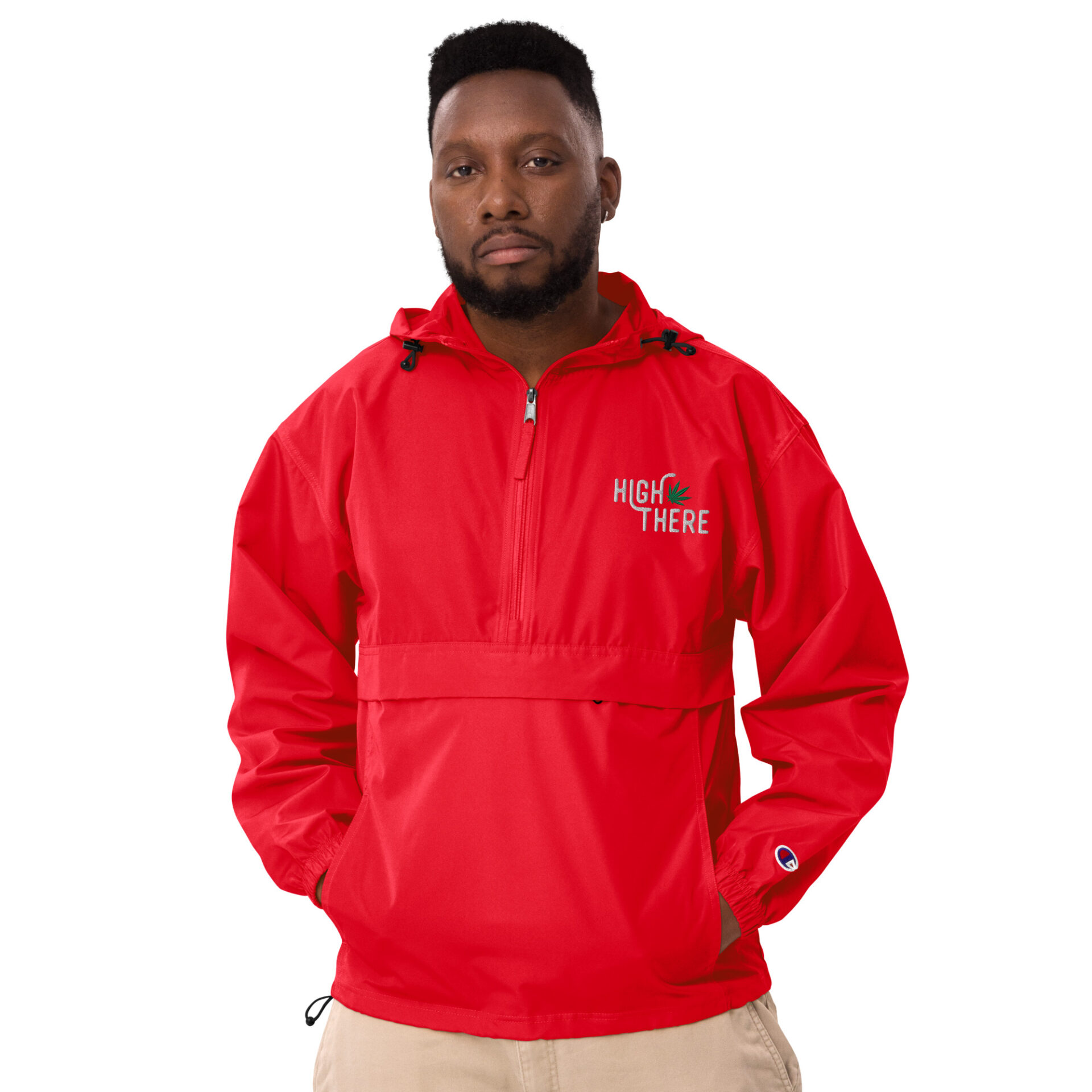 High There Embroidered Champion Packable Jacket