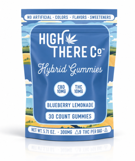 High There Co™ Hybrid Gummies • 10mg CBD + 10mg THC • Blueberry Lemonade • 30ct
