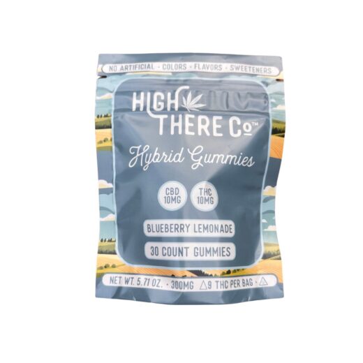 High There Co™ Hybrid Gummies • 10mg CBD + 10mg THC • Blueberry Lemonade • 30ct
