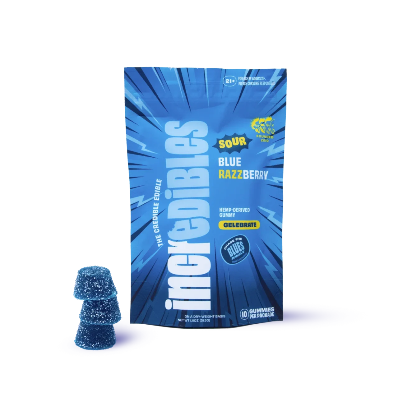 INCREDIBLES: Sour Blue Razzberry THC Gummies