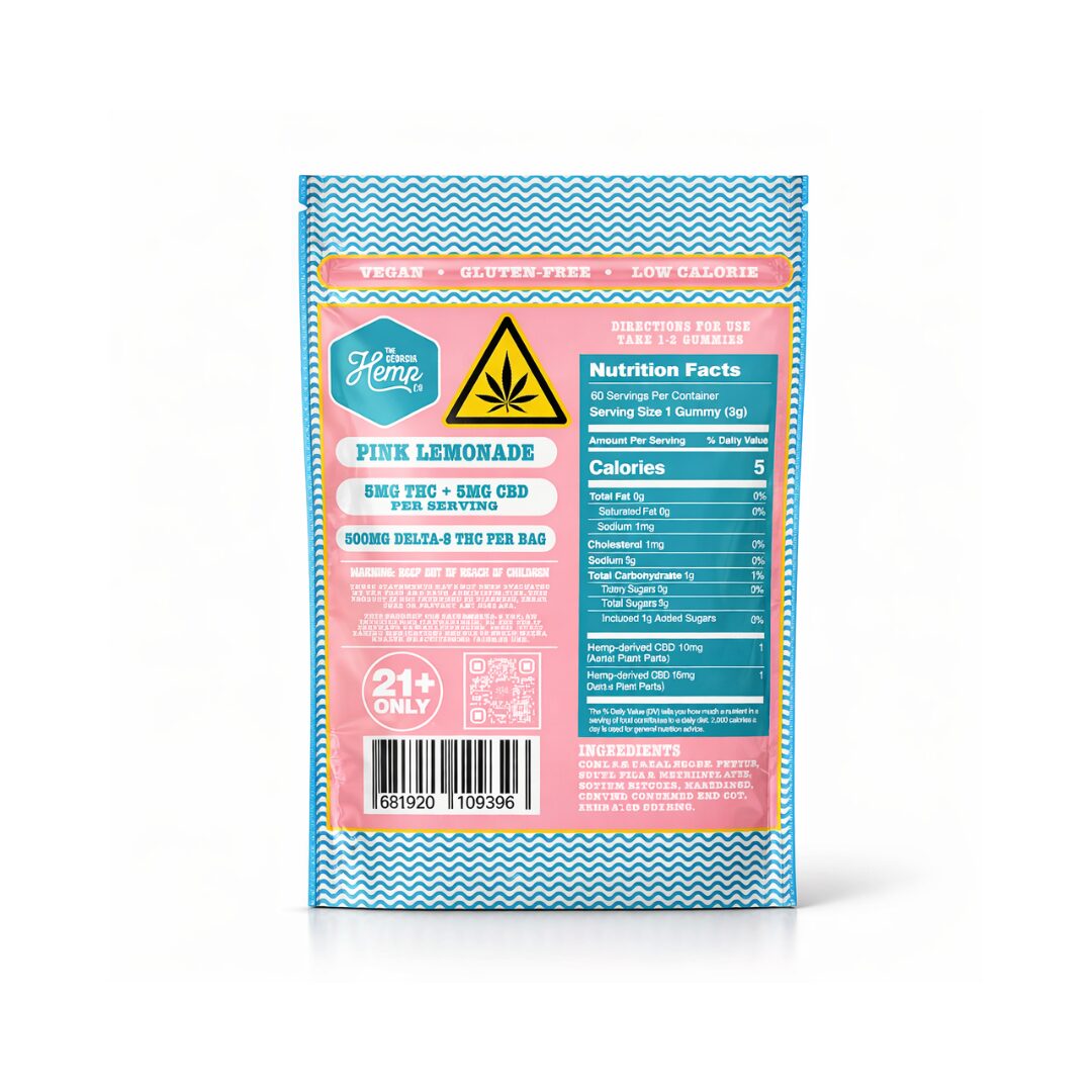 THC Gummies • 5mg ∆9 + 10mg CBD • Pink Lemonade - Image 2