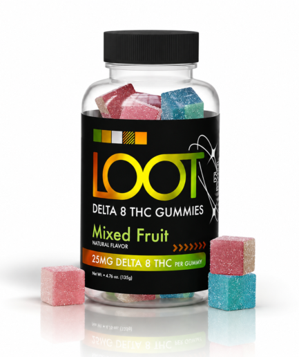 LOOT D8 - Mixed Fruit Gummies (750MG Jar) 25mg D8