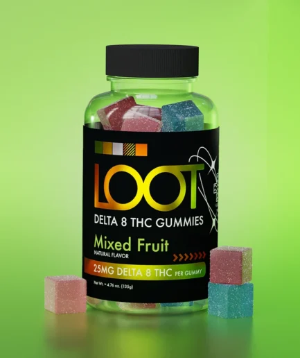 LOOT D8 - Mixed Fruit Gummies (500MG Jar) 25mg D8