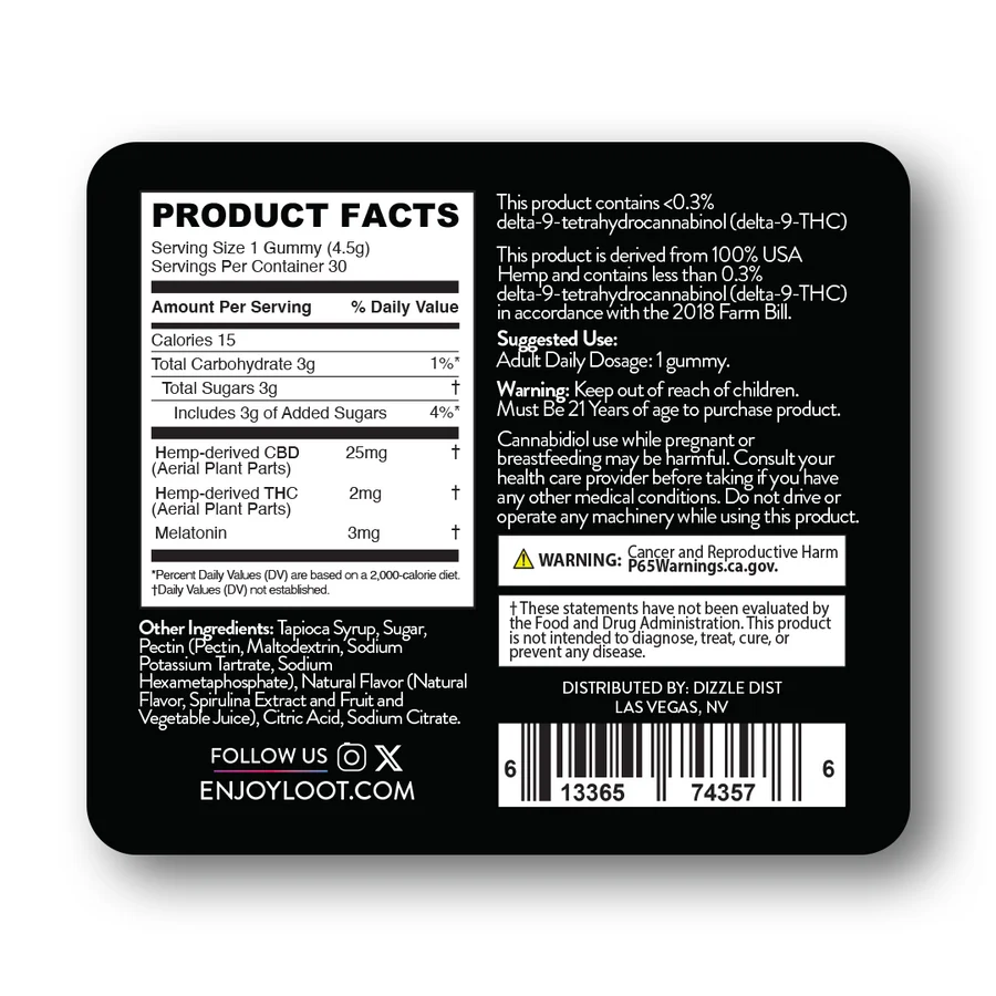 LOOT Sleep Gummies - Black Razz Lavender (30ct) - Image 3